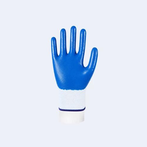 Back view of polyester nitrile coated work gloves