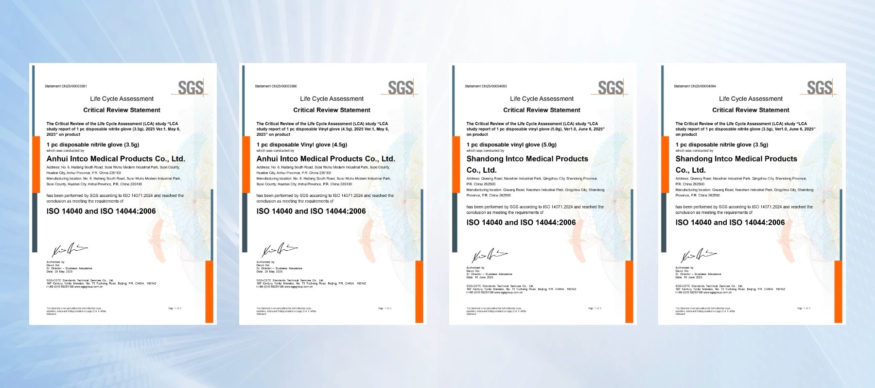 INTCO gets LCA and carbon footprint certs for nitrile & vinyl gloves, leading green transformation.
