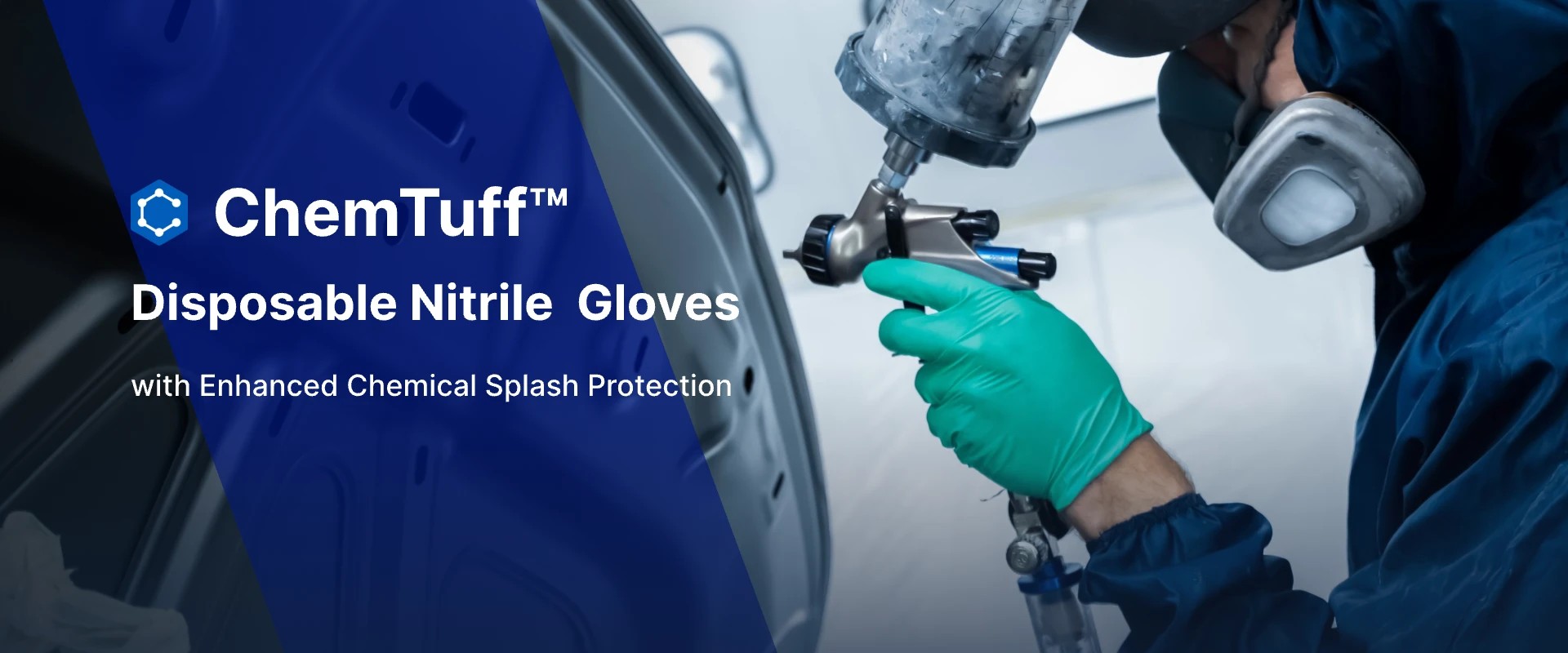 ChemTuff Disposable Nitrile Gloves with Enhanced Chemical SplashProtection