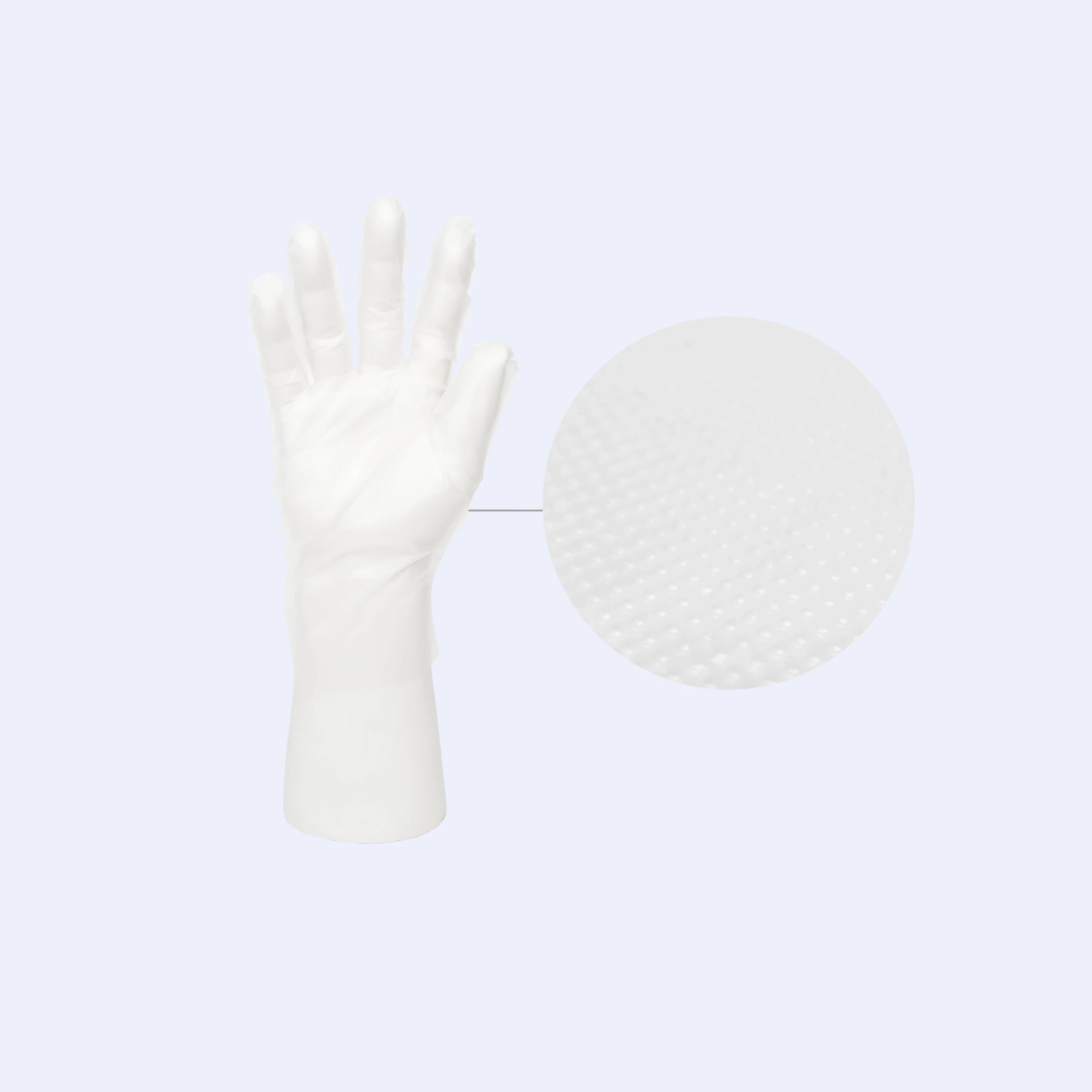 Disposable LDPE/HDPE Gloves glove fit, cuff design, and wearing comfort with LDPE / HDPE, showing lightweight hygiene protection for food handling and cleaning.