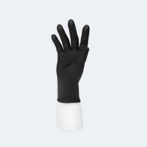 Disposable Black Nitrile Gloves compact view of texture and grip details with Nitrile, showing professional black nitrile barrier protection.