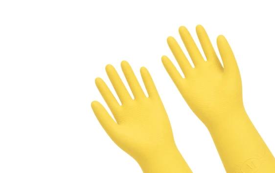 Dipped flock-lined latex household gloves