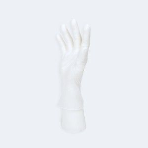 Disposable Vinyl Exam Gloves compact view of texture and grip details with Vinyl, showing ambidextrous, beaded cuff for General Healthcare and Nursing.