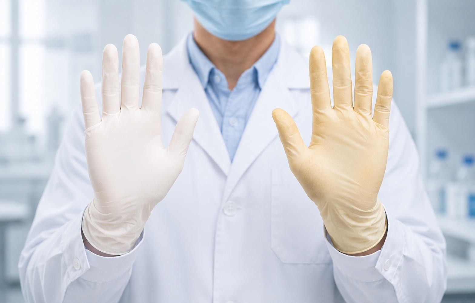 Latex gloves showing color changes caused by aging, storage conditions and environmental exposure with guidance on prevention and maintenance