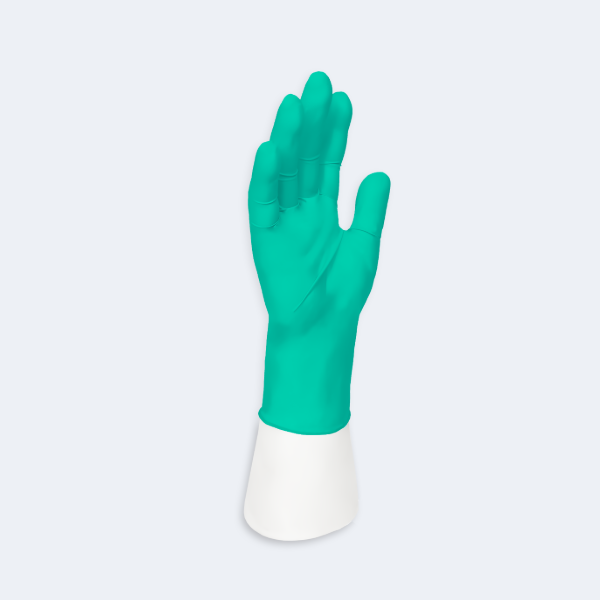 ChemTuff™ Disposable Nitrile Gloves compact view of the glove fit and cuff area with Nitrile, showing chemical, oil, and industrial liquid protection.