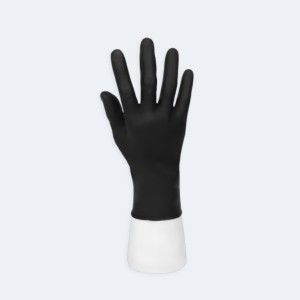 Disposable Black Nitrile Gloves compact view for identifying the glove style with Nitrile, showing professional black nitrile barrier protection.
