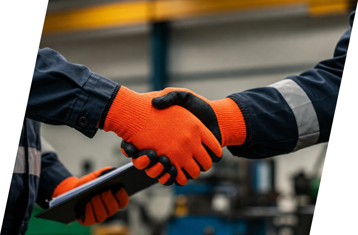 Opérateur industriel utilisant des gants de protection