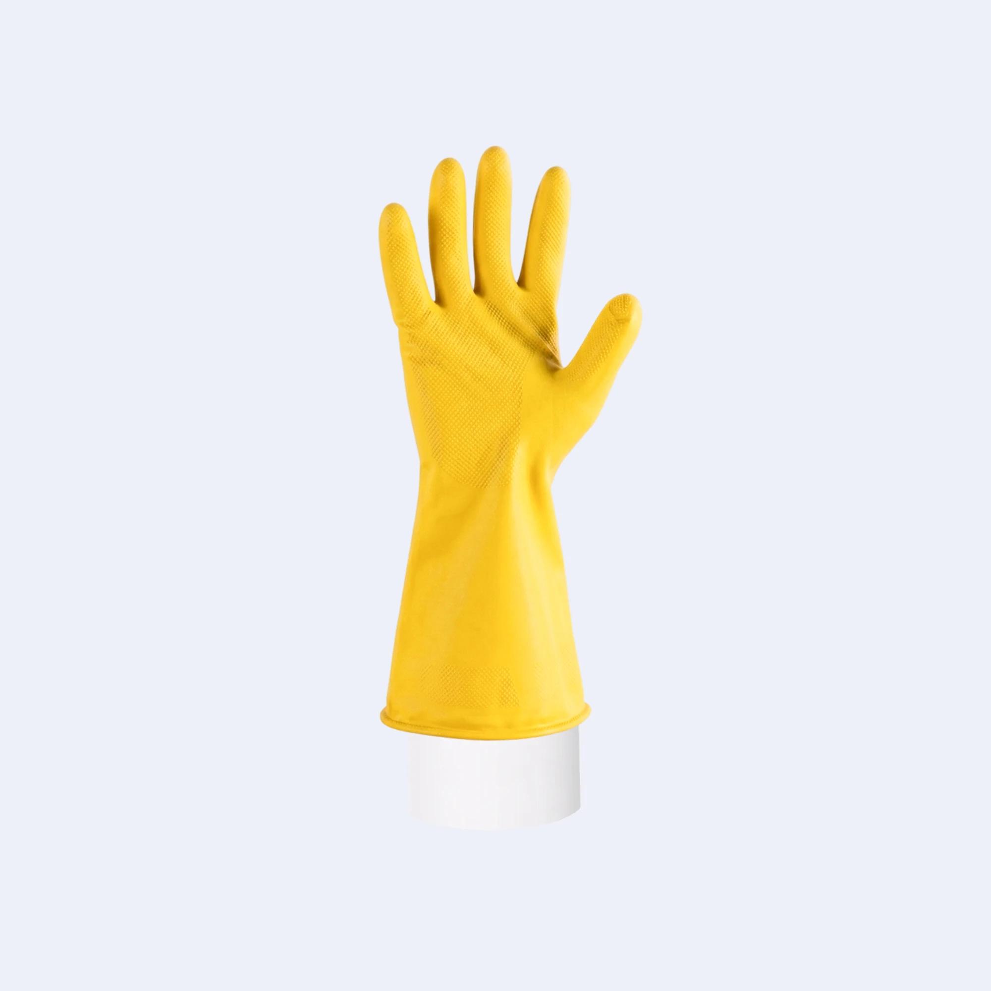 Reusable Household Gloves compact view of texture and grip details with Latex / Nitrile / Vinyl, showing textured cleaning grip and household splash protection.