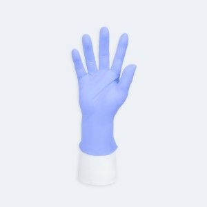 Synguard C+ Nitrile (Exam) Gloves compact view for identifying the glove style, showing ambidextrous, finger textured, beaded cuff for Cosmetology and Dental.