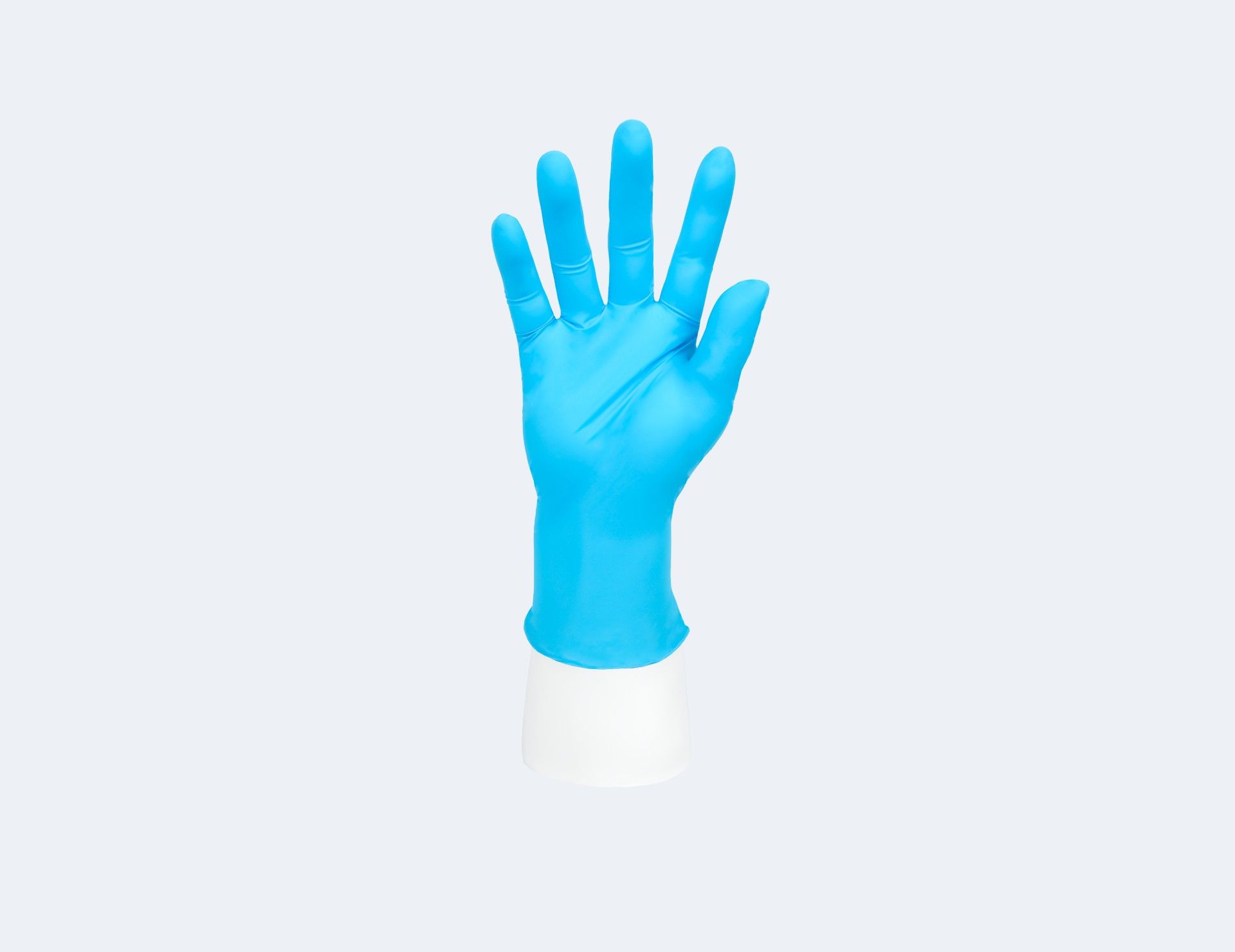 Synguard Pro Nitrile(Exam)Gloves overall glove shape, color, and material finish with Nitrile, showing ambidextrous, finger textured, beaded cuff.