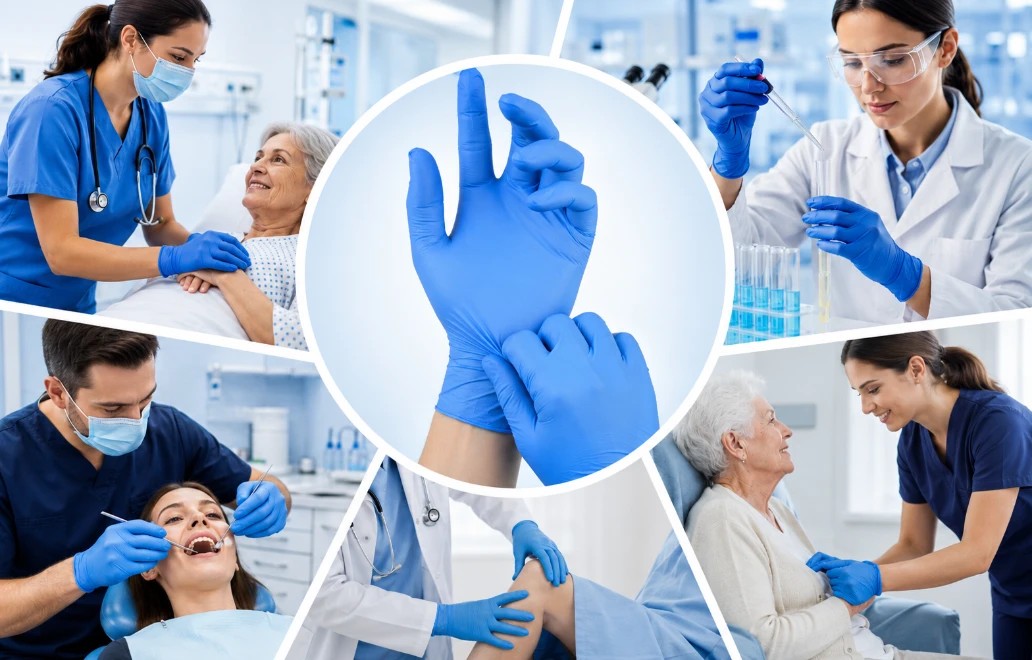 Medical-grade nitrile gloves used in patient care, lab testing, dental treatment, and clinical exams