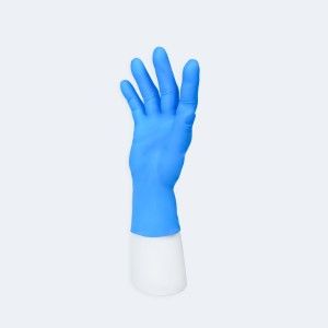 Disposable Nitrile Gloves compact view of texture and grip details with Nitrile, showing ambidextrous, finger textured, beaded cuff for Industrial and Laboratory.