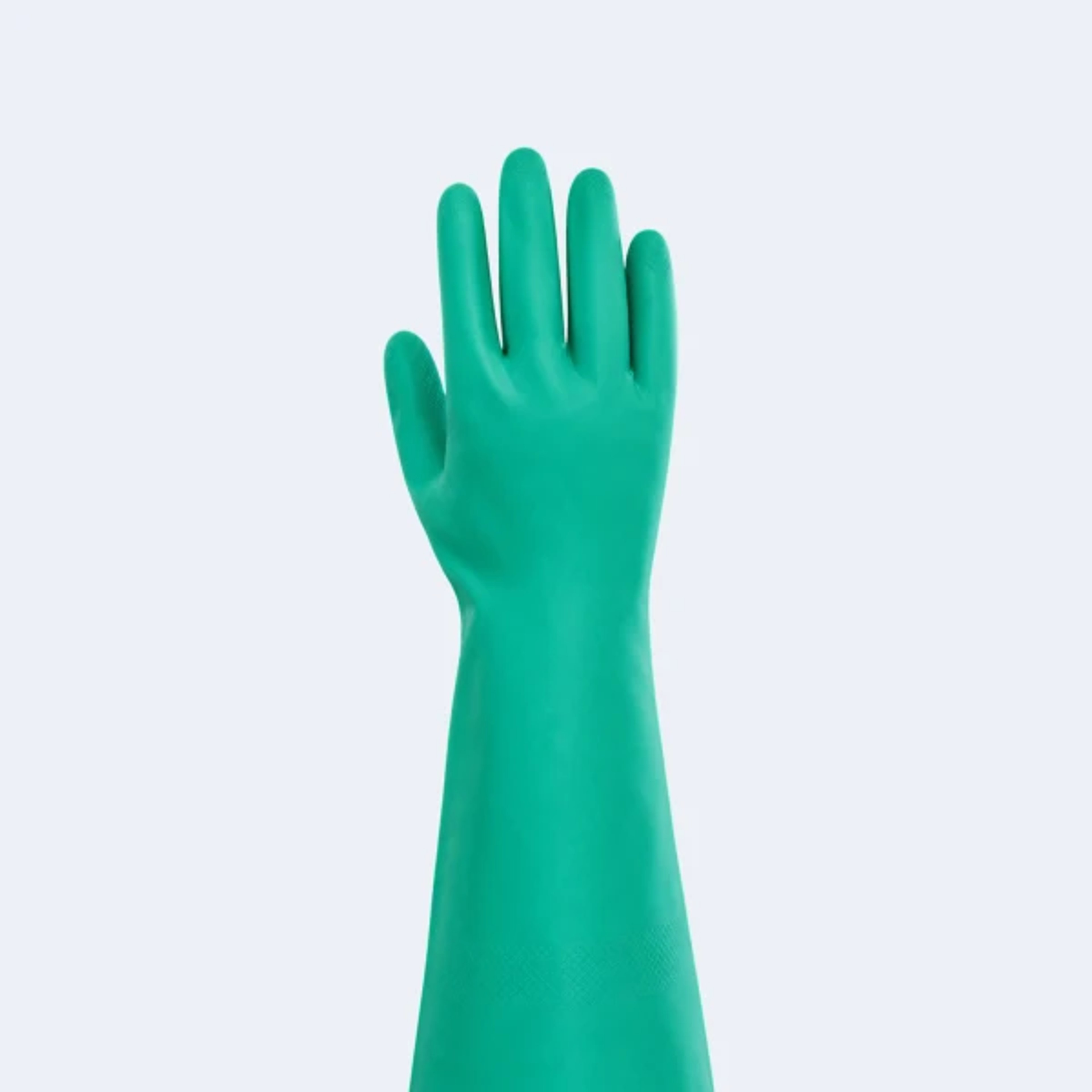 Chemical resistant nitrile gloves specification options including 11 mil 13 mil 15 mil thickness and 13 inch 18 inch length.