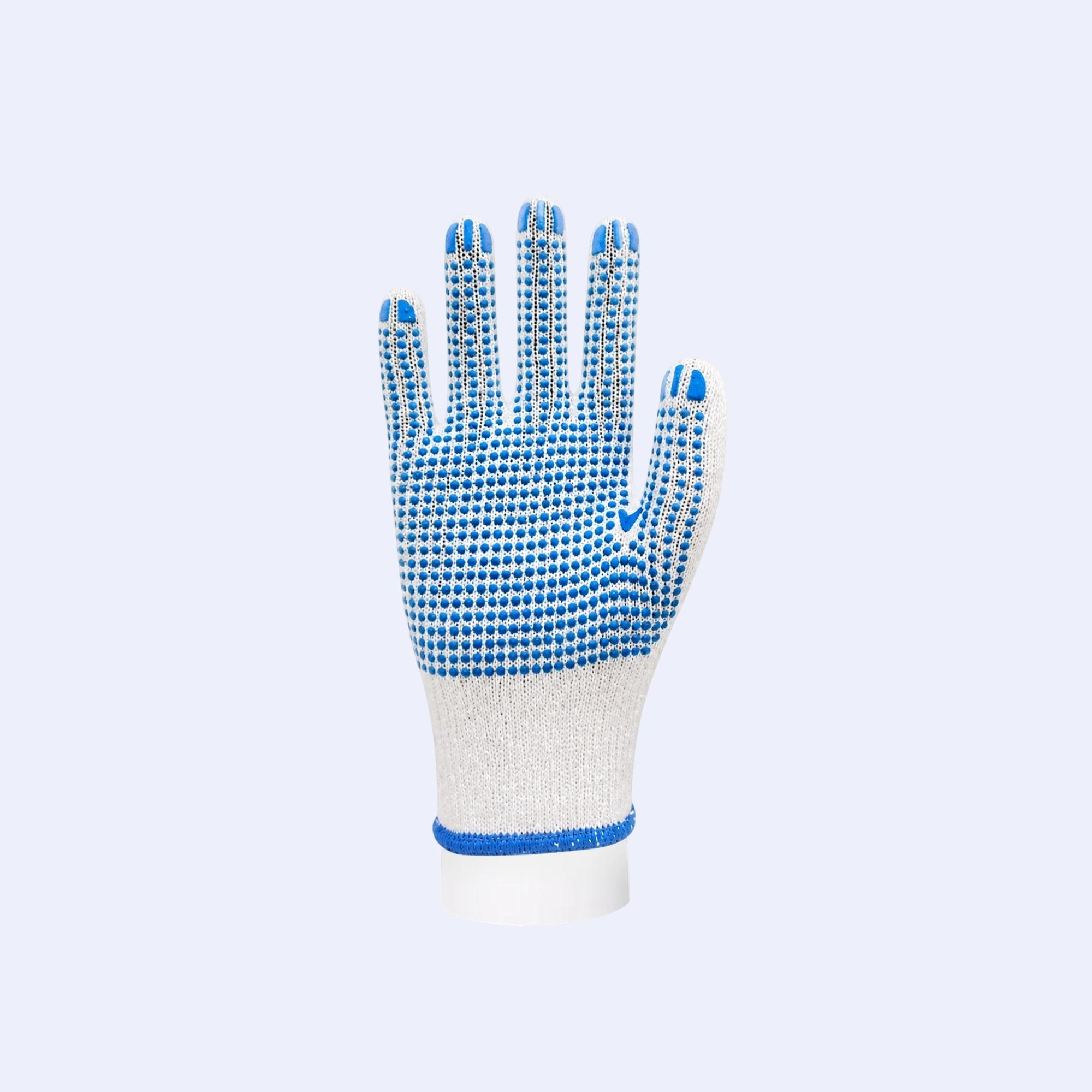 Back view of cotton string knit work gloves