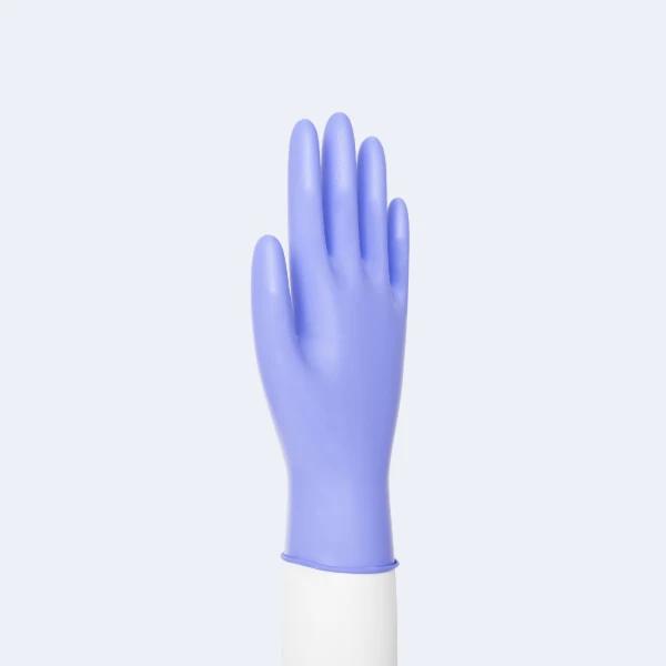 Synguard Ultra Nitrile (Exam) Gloves compact view of texture and grip details, showing ambidextrous, finger textured, beaded cuff for Dental and General Healthcare.