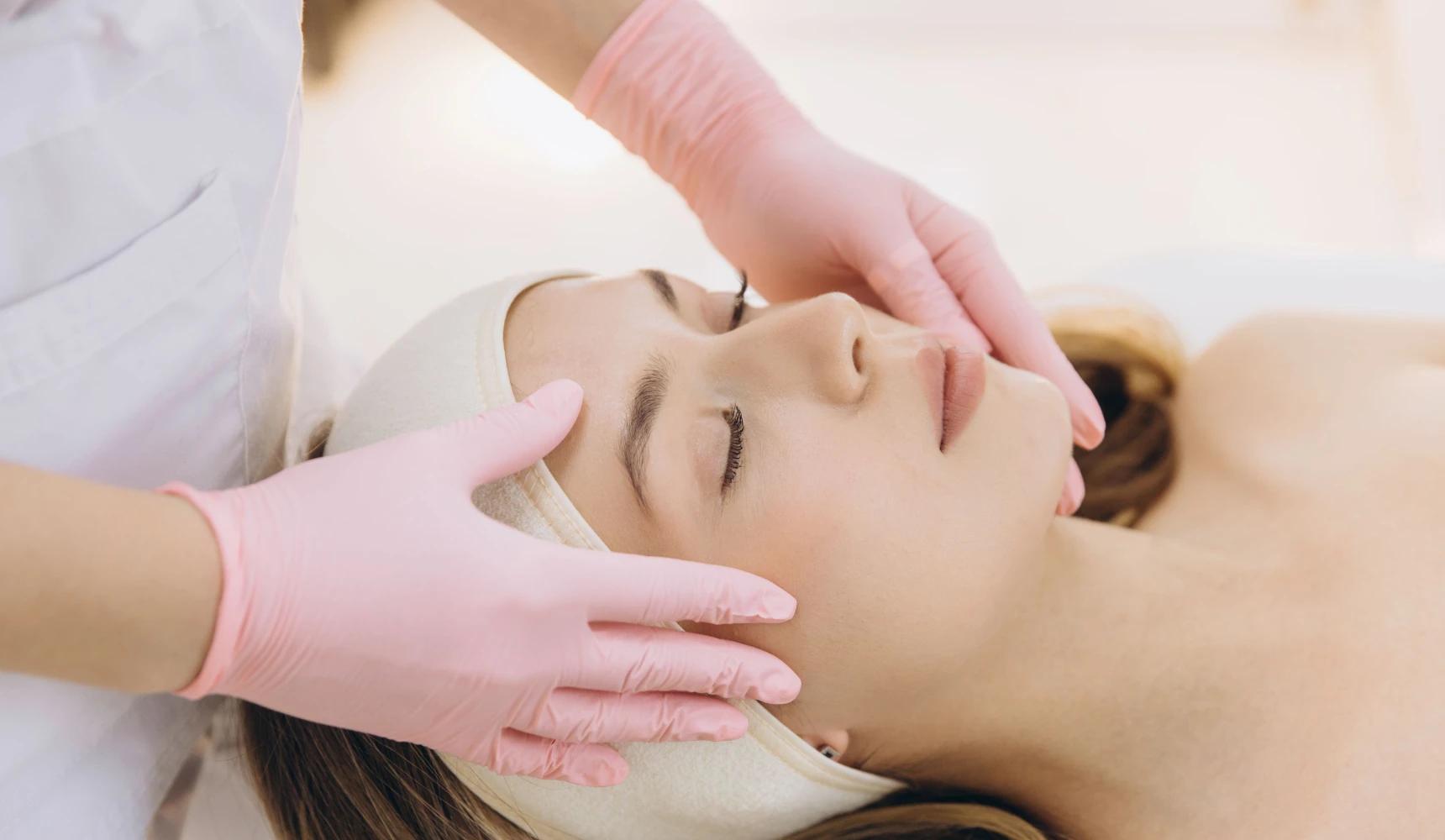 Facial Massage with INTCO Medical Gloves for Relaxation and Skin Care