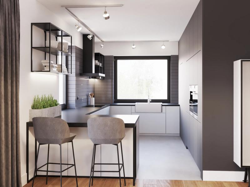 Kuchnia od strony salonu.