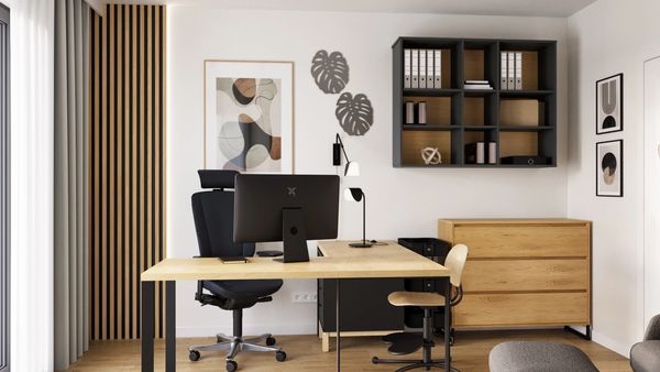 Gabinet domowy w 12 metrach — jak zaprojektować biuro, w którym chce się pracować