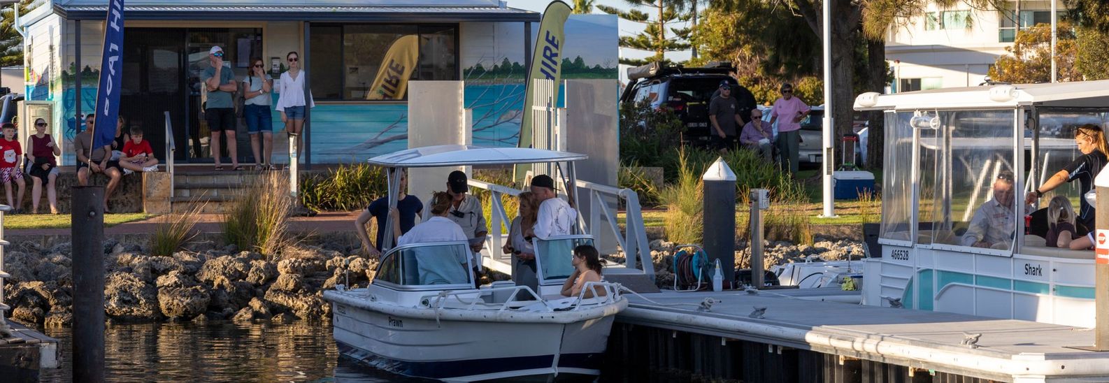 Bow rider boarding at the Blue Manna jetty