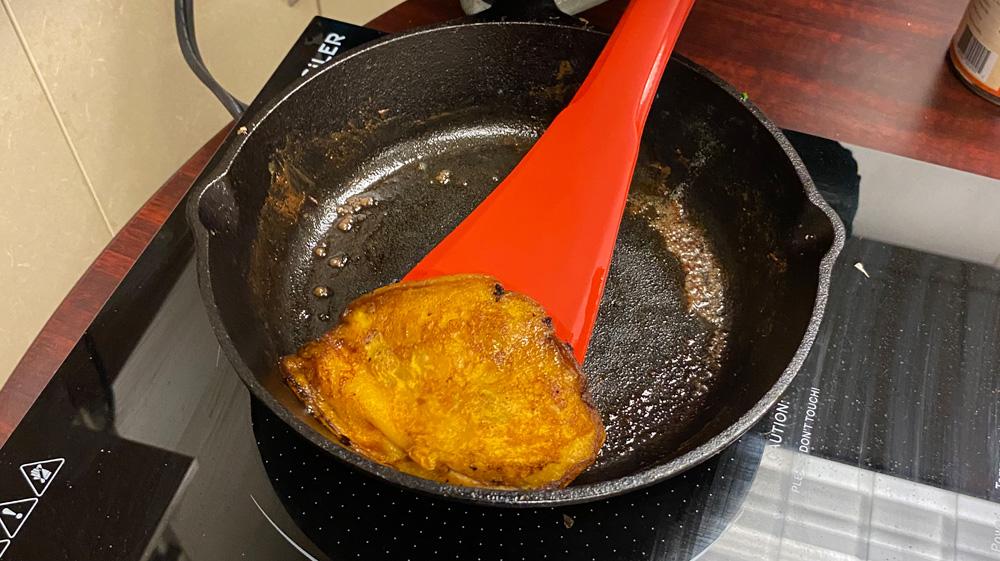 Pancake cooking in a pan