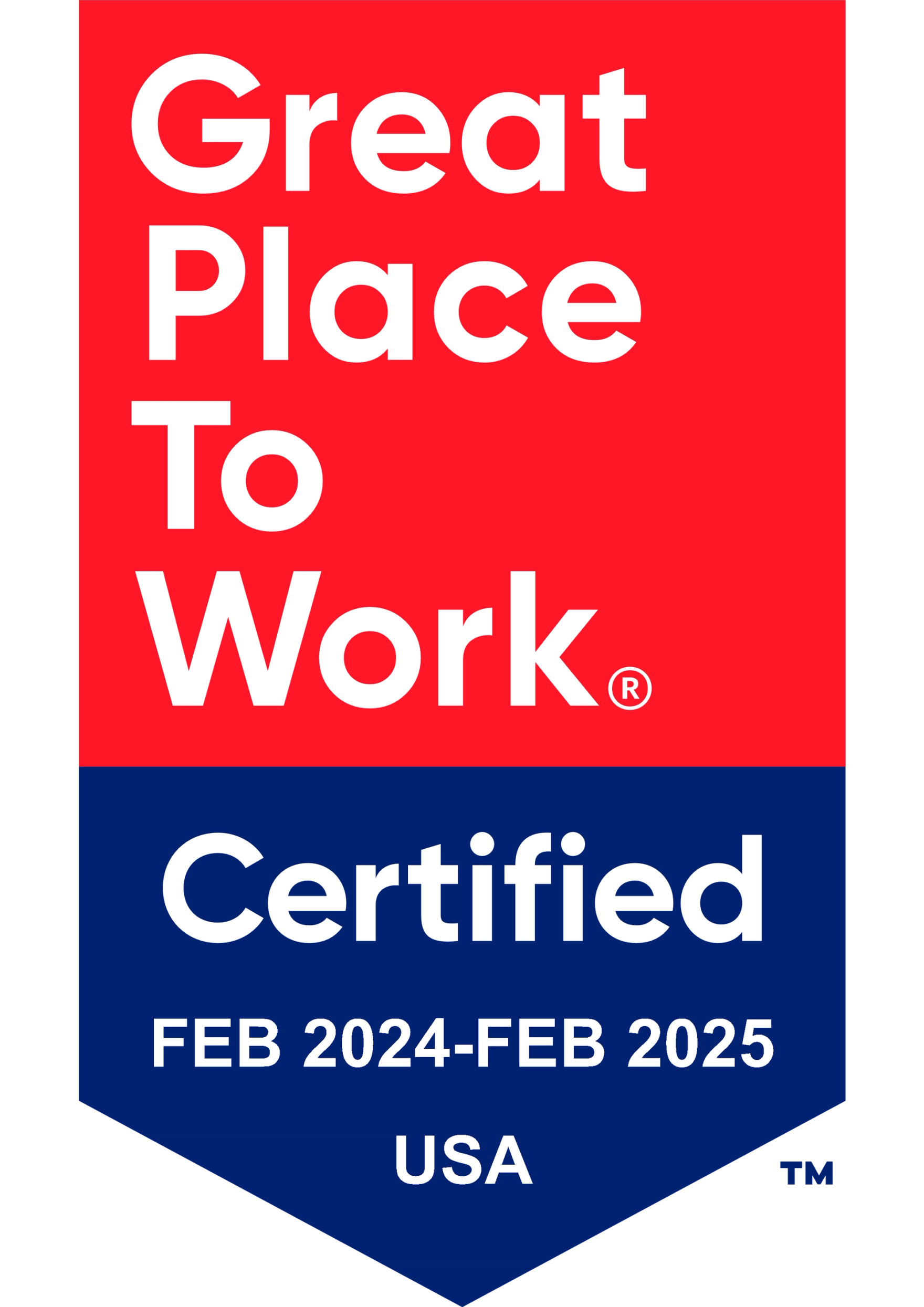 Great Place to Work badge February 2024-February 2025