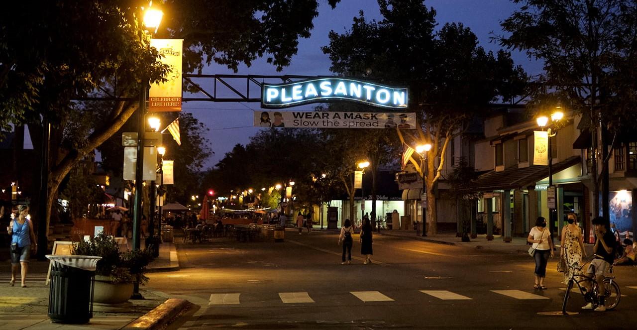 Pleasanton downtown in the evening