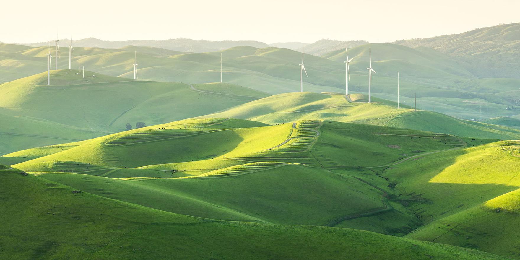 wind turbines in hills