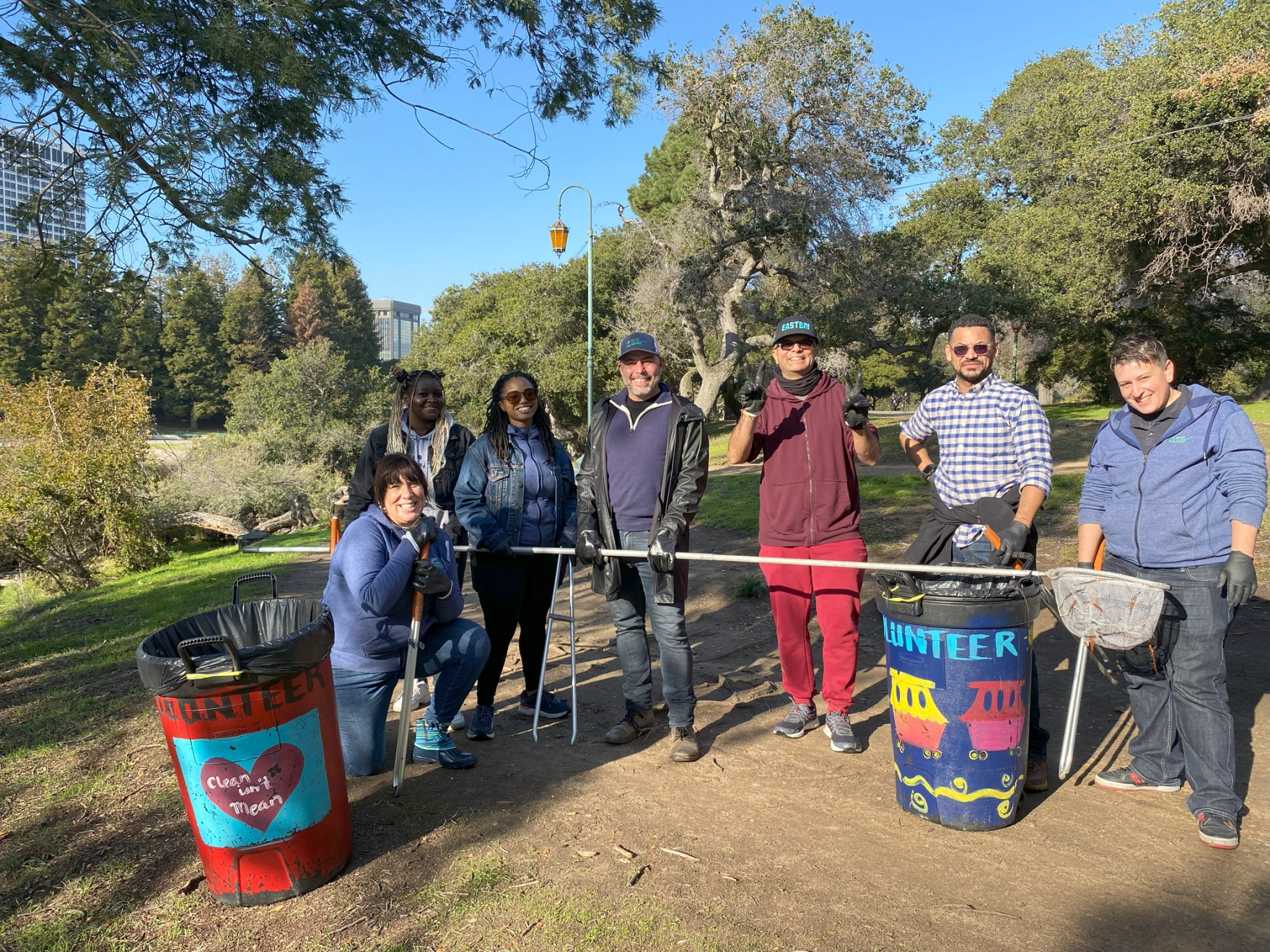 Ava staff clean up trash at Lake Merritt in Oakland