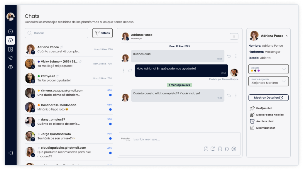 Captura del Inbox de Platsage