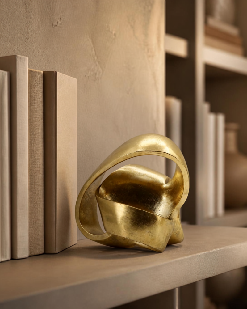 Figura decorativa nudo en resina acabado dorado I — vista 3