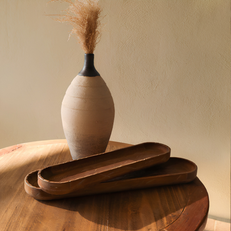 Set de 2 Charolas Alargadas Acabado Natural — vista 2