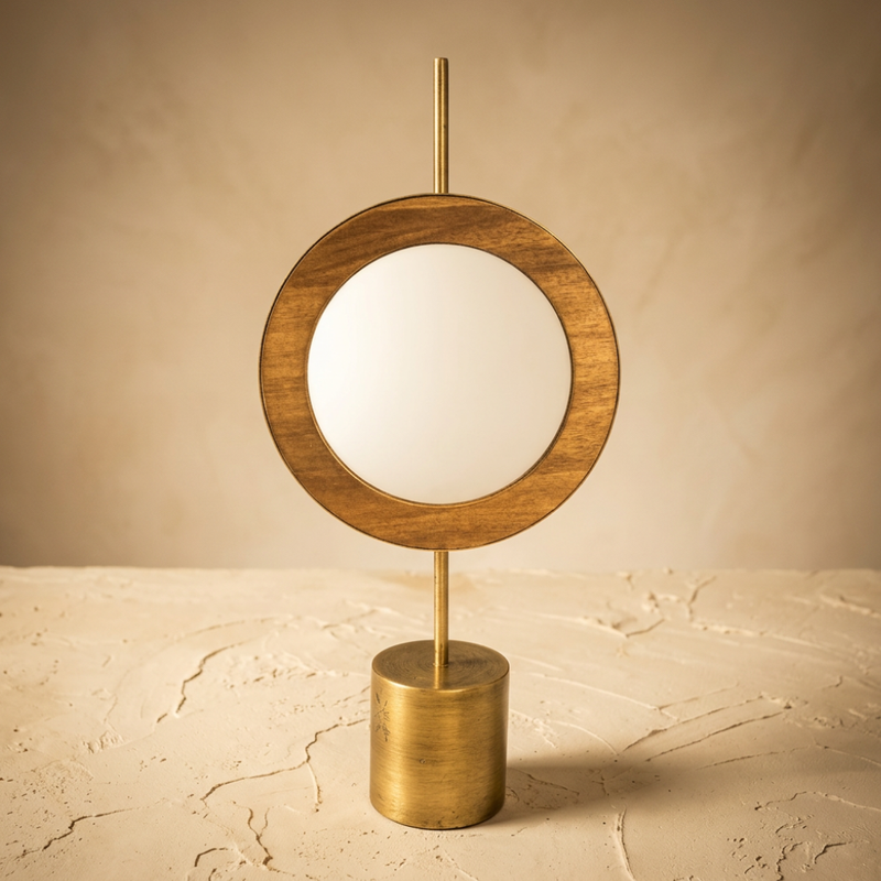 Escultura Circular de Madera y Metal