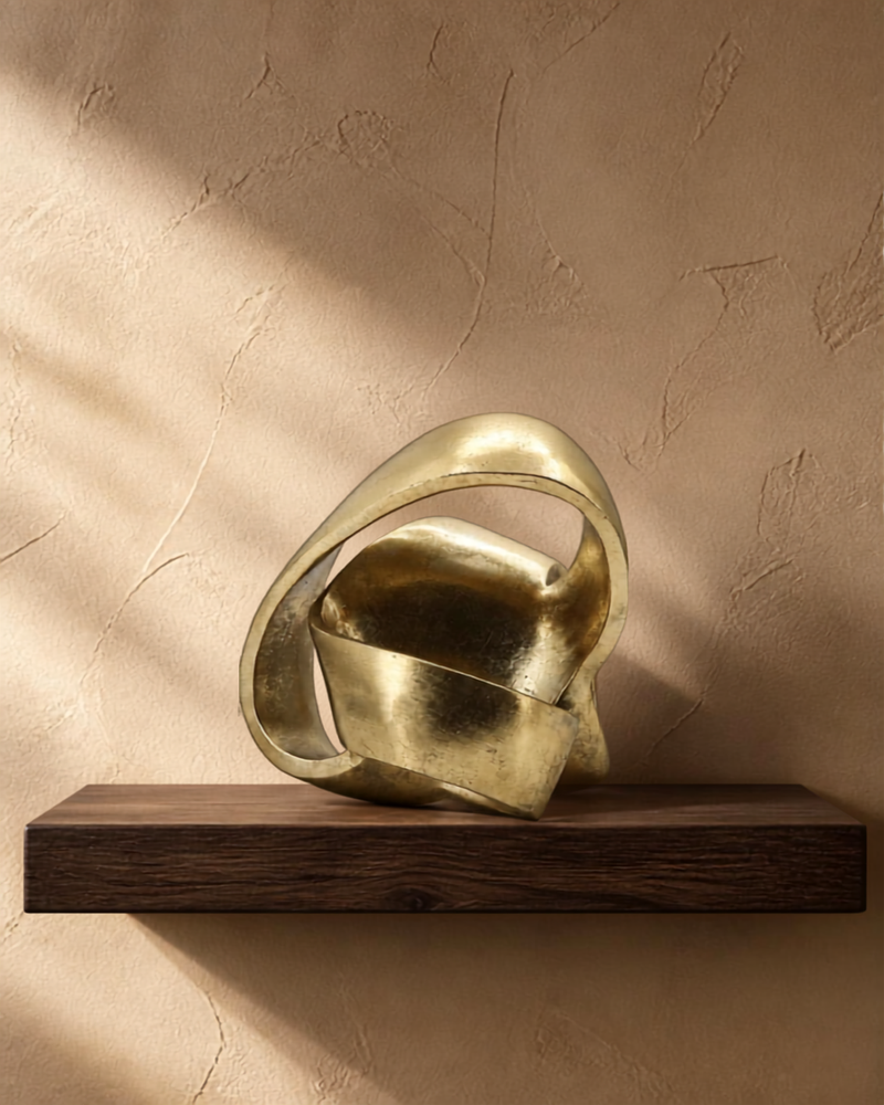 Figura decorativa nudo en resina acabado dorado I