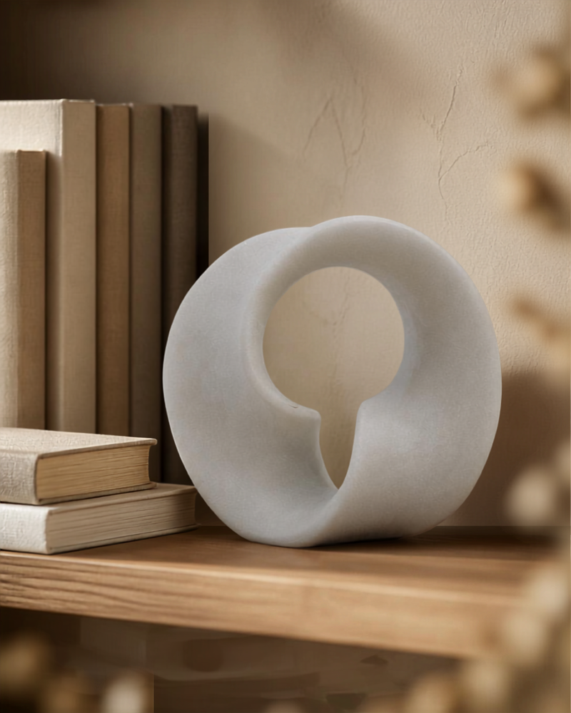 Figura decorativa de circulo de resina acabado piedra con soporte magnetico — vista 2