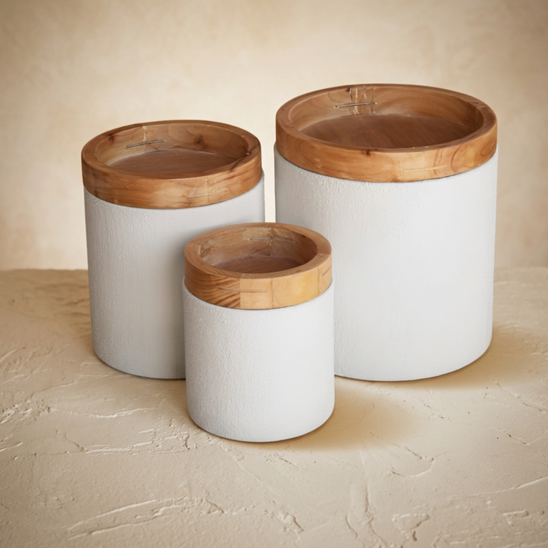 Set de 3 Frascos Decorativos Corinto Estilo Japandi