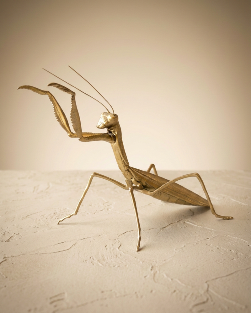 Figura decorativa de resina Mantis gold