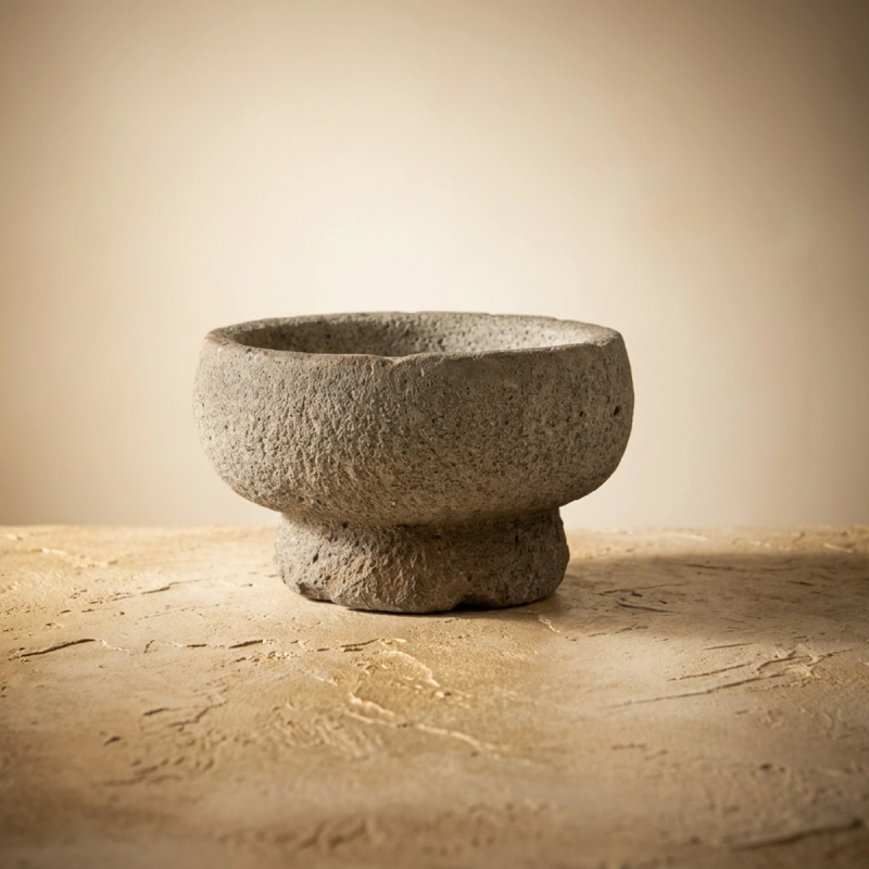 Bowl con Soporte de Resina Simulación piedra I