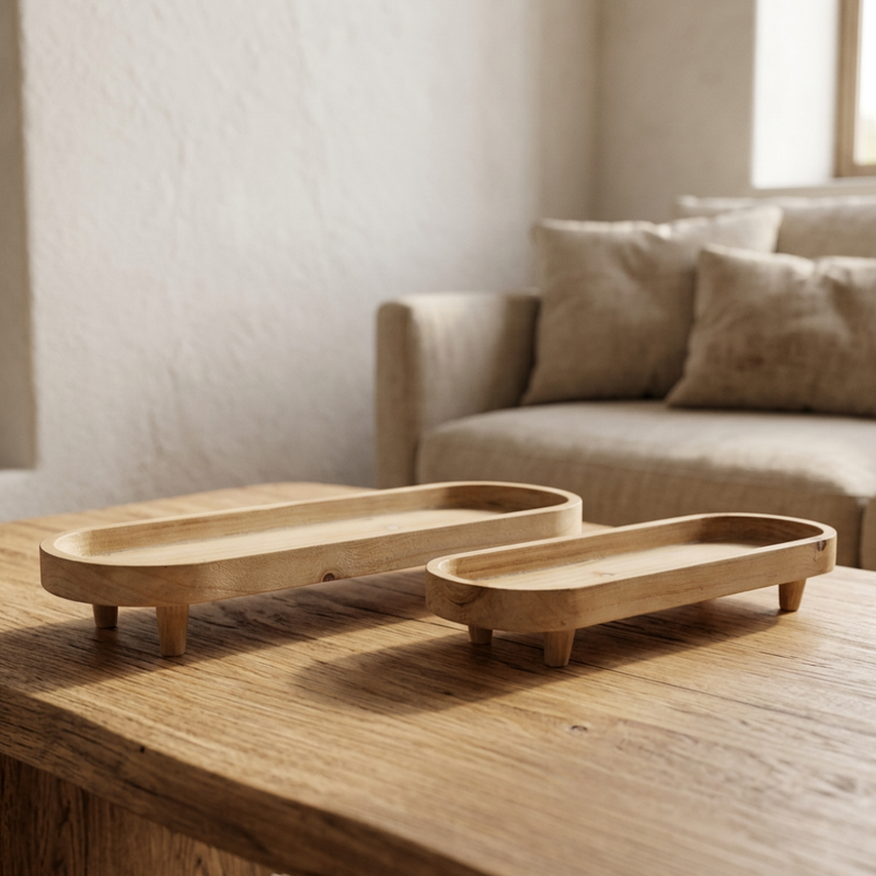 Set de 2 Charolas Oval Acabado Natural — vista 2