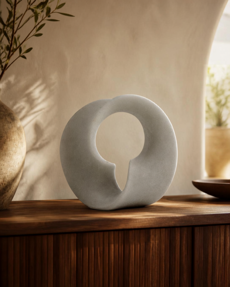 Figura decorativa de circulo de resina acabado piedra con soporte magnetico