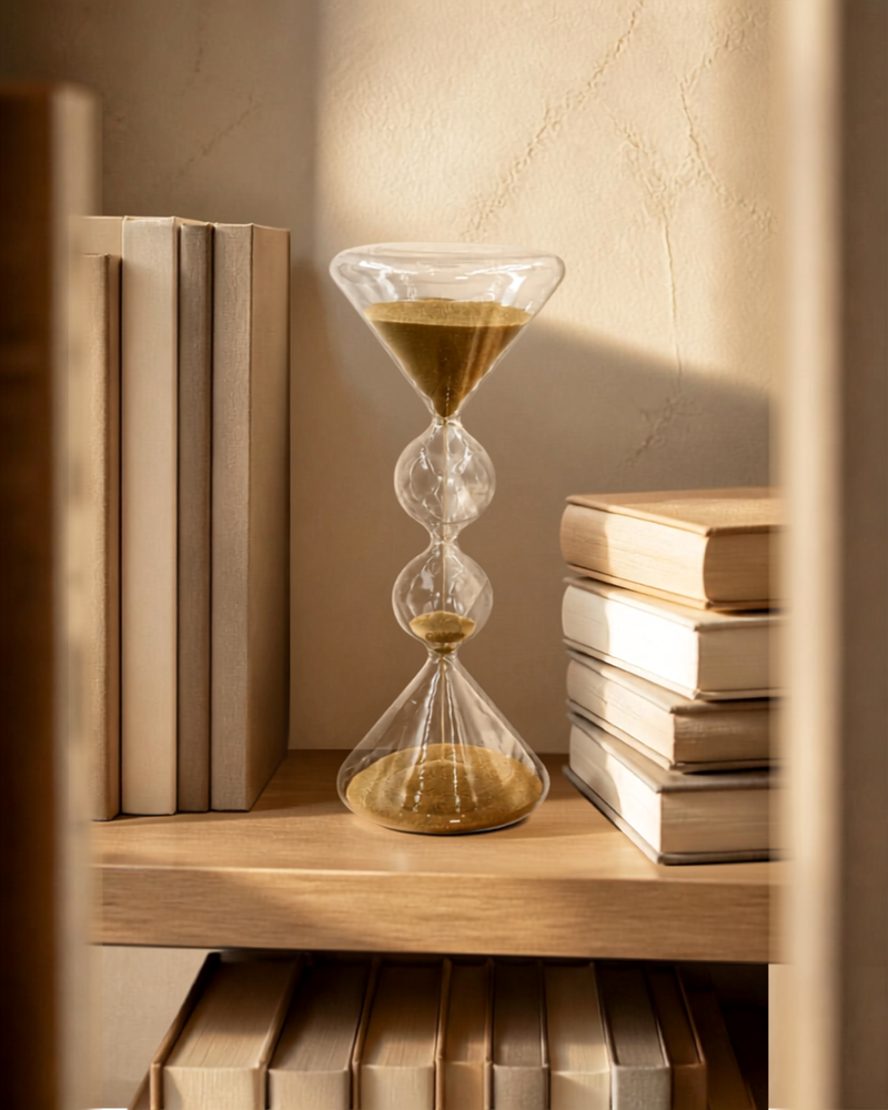 Reloj decorativo Jamil de vidrio con arena dorada — vista 2