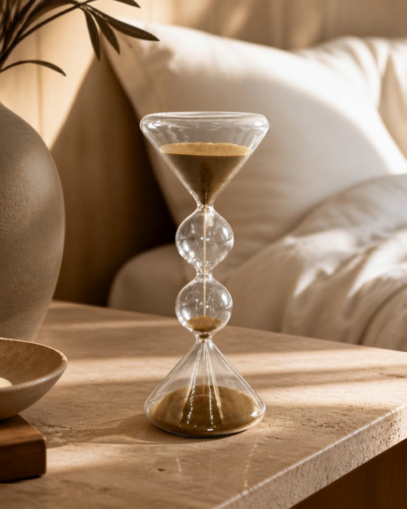 Reloj decorativo Jamil de vidrio con arena dorada — vista 3