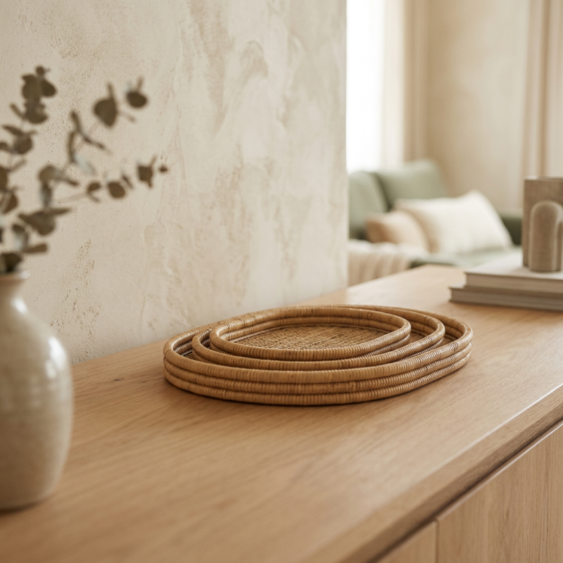 Set de 3 Bandejas Oval Estilo Japandi — vista 3