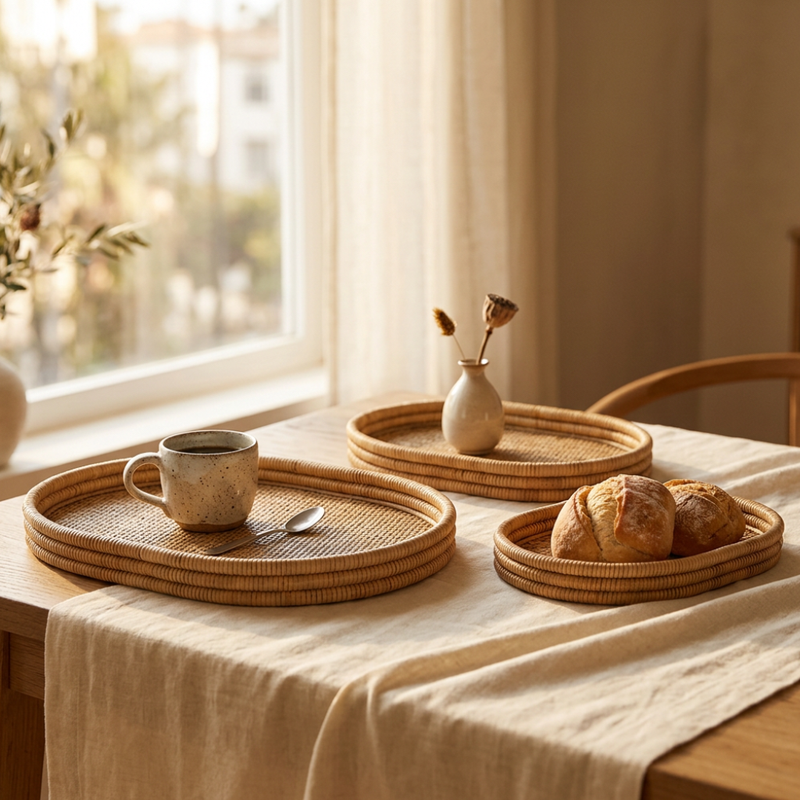 Set de 3 Bandejas Oval Estilo Japandi — vista 4