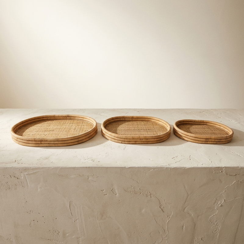 Set de 3 Bandejas Oval Estilo Japandi — vista 2