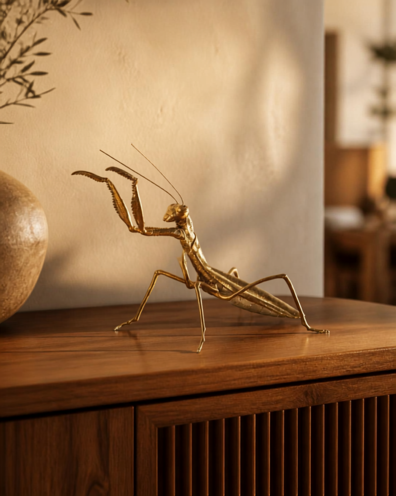 Figura decorativa de resina Mantis gold — vista 2