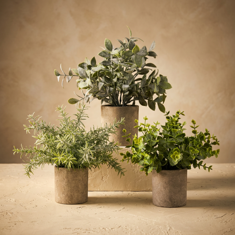 Set de 3 Mini Plantas Artificiales en Maceta - A22