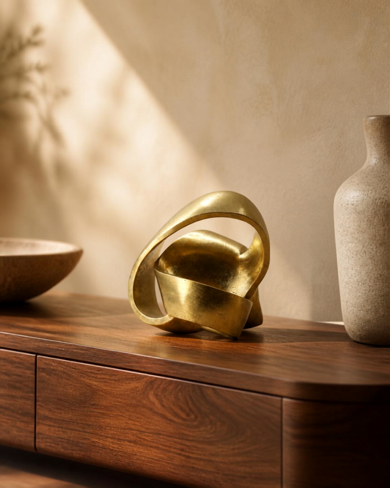 Figura decorativa nudo en resina acabado dorado I — vista 2