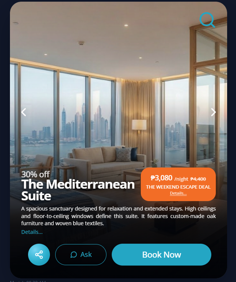 Promo room card carousel