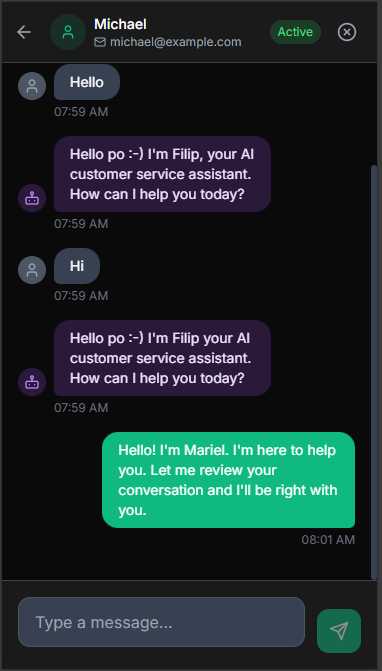 accepting the chat