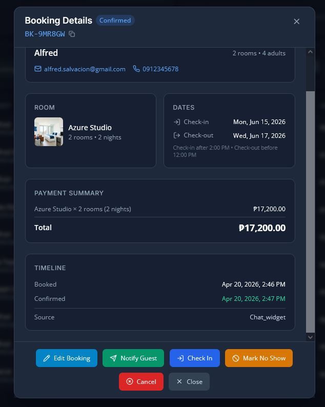 Stayfront booking details modal